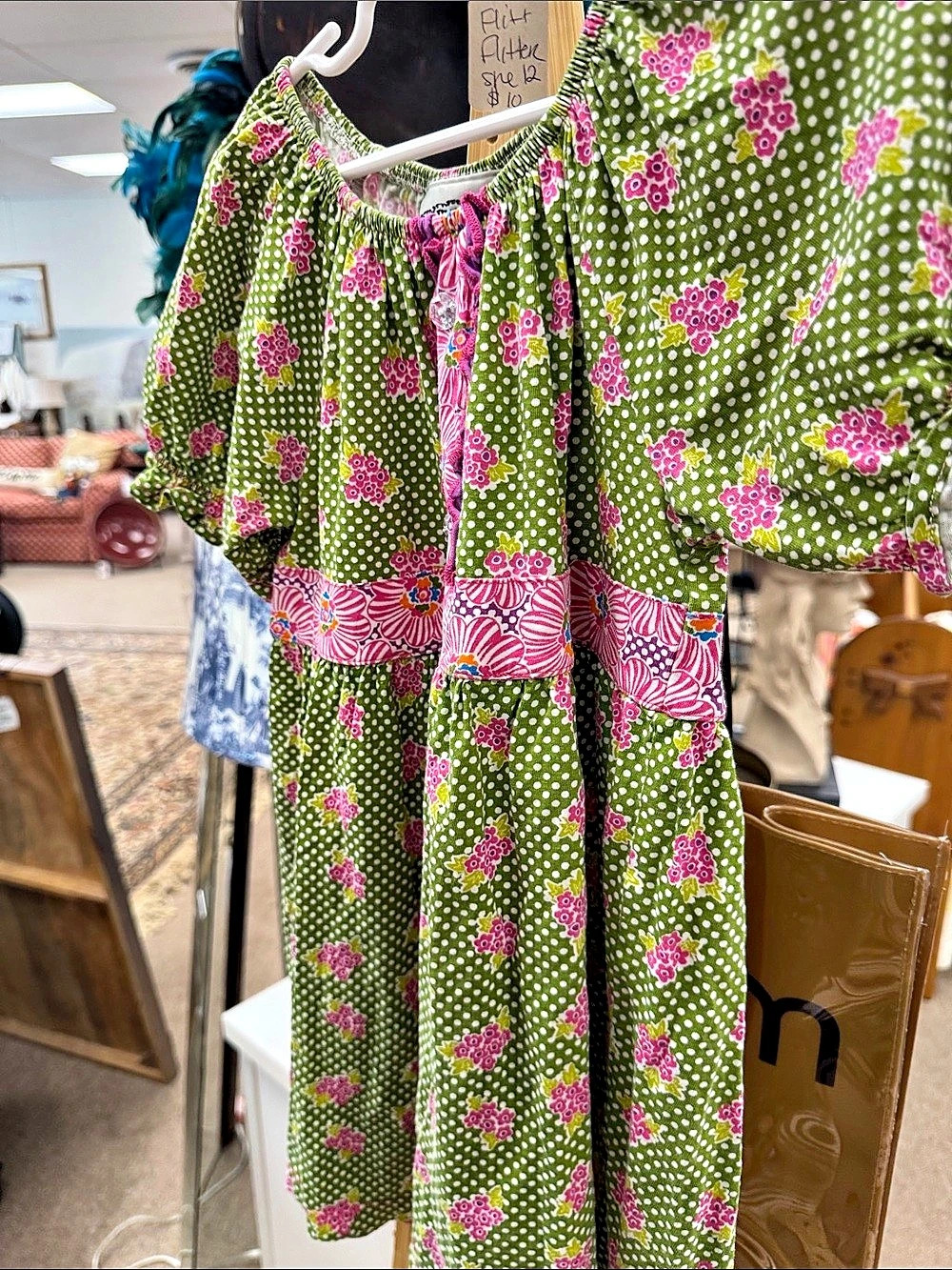 Flit & Flitter Floral Mini Dress Green & Pink Size 12